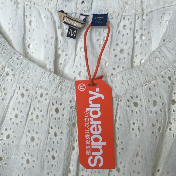 NWT Superdry White Amiee Bardot Eyelet Crop Top - Picture 4 of 8